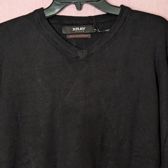 XRay Jeans Black V Neck Slim Fit Pullover Sweater size Medium - Picture 2 of 7